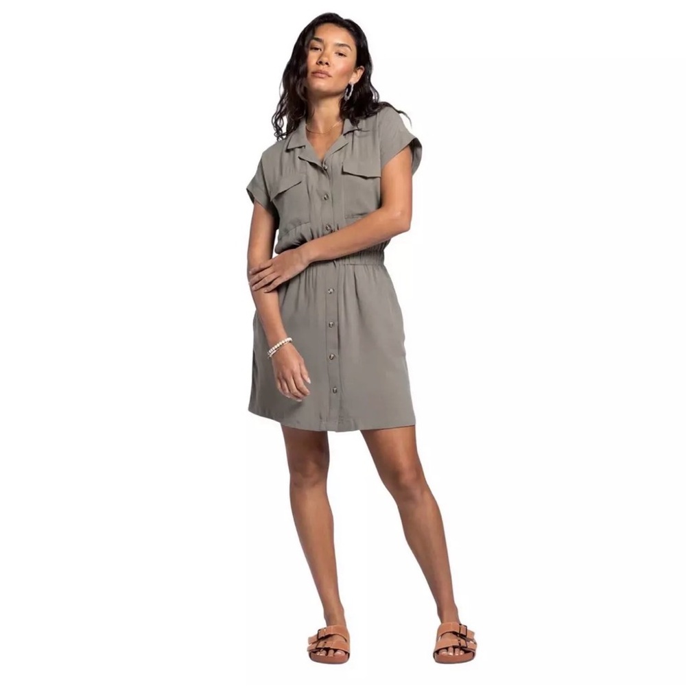 Thread & Supply Maya Olive Green Shirt Dress